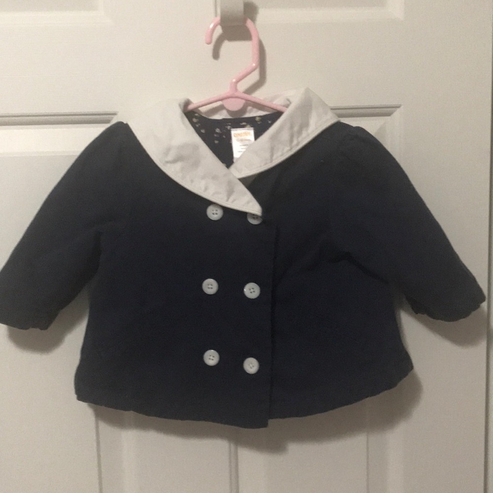 Gymboree sailor coat Navy and White
